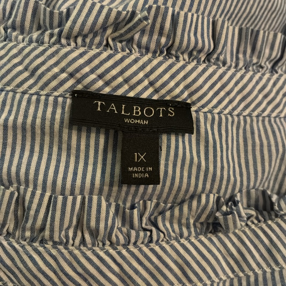 Pretty Talbots blue Striped Women's Top with Teal and Blue accents size 1X - Picture 5 of 8